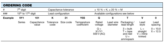 VY1222M47Y5UQ6TV0陶瓷圓片電容器VISHAY 訂購(gòu)指南